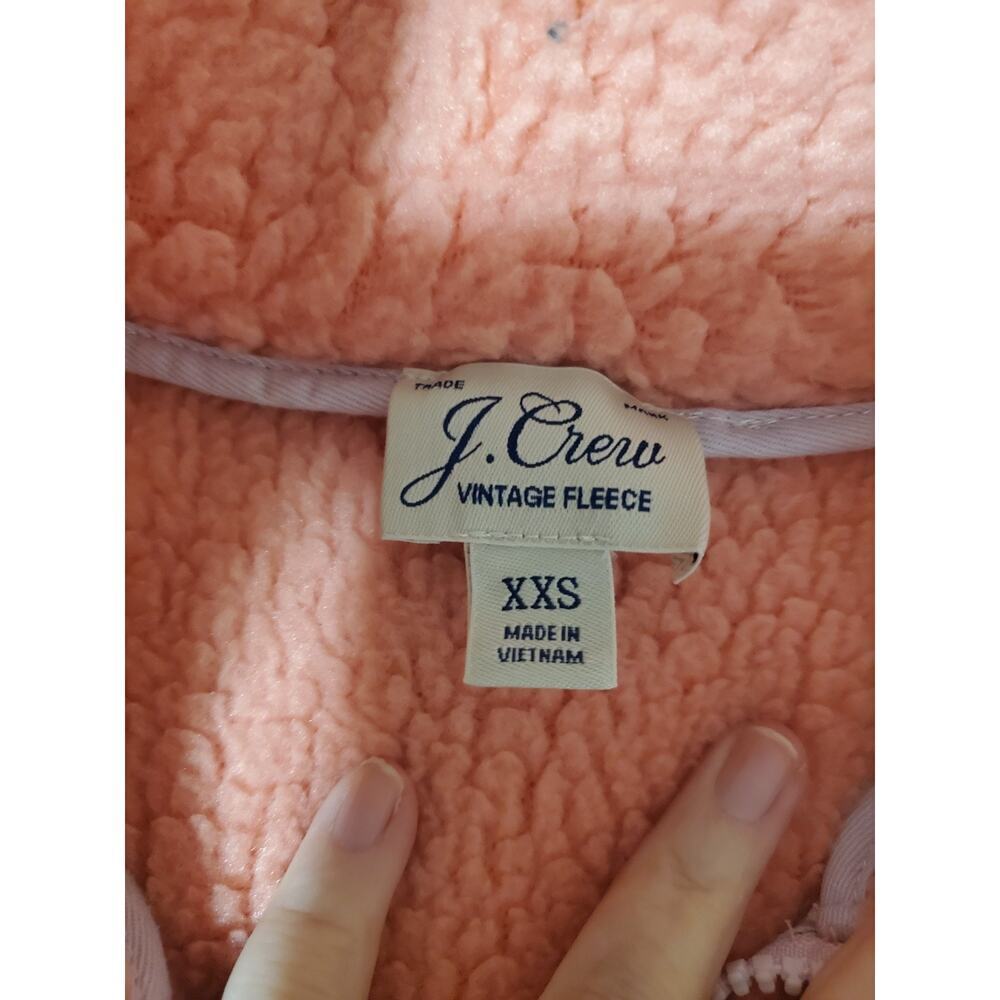 J.Crew Women’s Vintage Fleece Pullover XXS Coral Pink Sherpa Half Zip FA19 - Picture 5 of 13